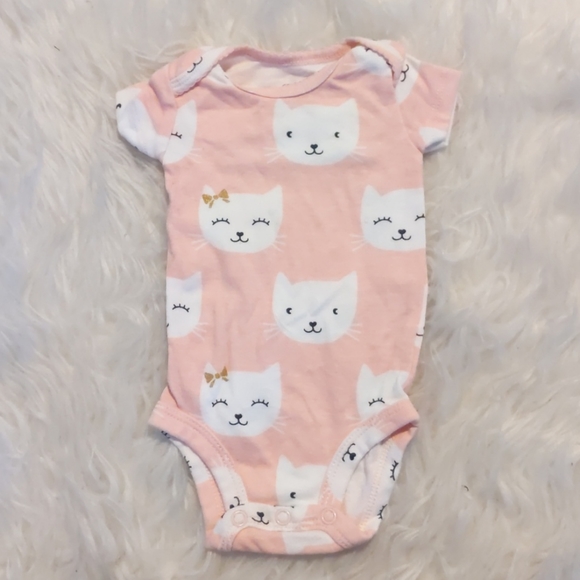 Carter's New Born Baby Girl Pink Cat Onsie Set (4) - Picture 2 of 13